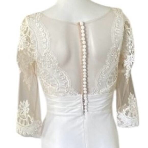Nava Bride Wedding Dress Lace v-necklace 3/4 Sleeve, Vintage Inspired Sz 12 NWT! - Picture 5 of 9